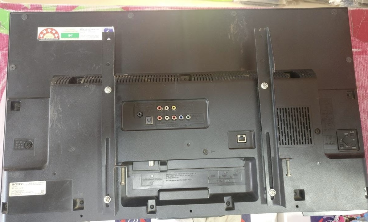Rear of a Sony television prepared for diagnosis